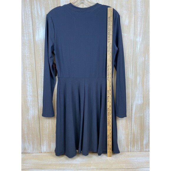 No Boundaries Womens Juniors Large 11-13 Long Sleeve Blue Gray Dress Cut Out NWT - Picture 4 of 6